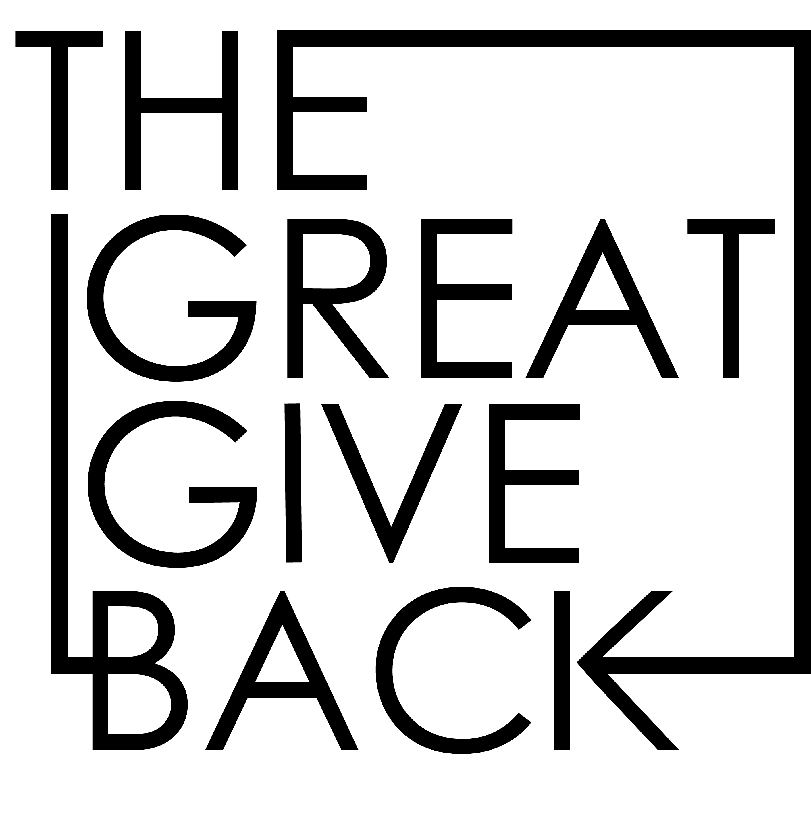 Logo featuring "the great give back" in black text