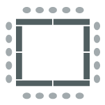 Tables arranged in square shape with tables around outside edges